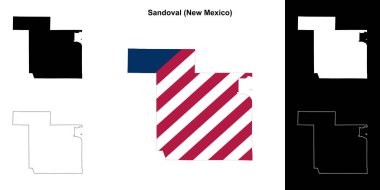 Sandoval County (New Mexico) outline map set clipart