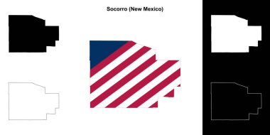 Socorro County (New Mexico) outline map set clipart