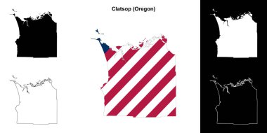 Clatsop County (Oregon) outline map set clipart