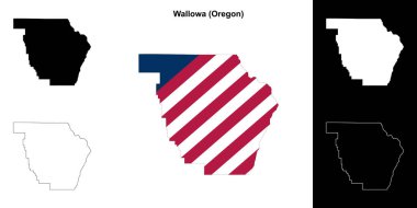Wallowa County (Oregon) outline map set clipart