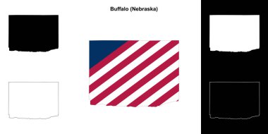 Buffalo County (Nebraska) outline map set clipart