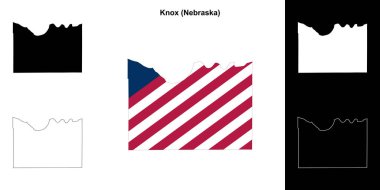 Knox County (Nebraska) outline map set clipart