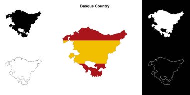 Basque Country blank outline map set clipart