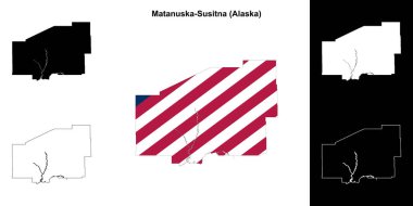 Matanuska-Susitna Borough (Alaska) outline map set clipart