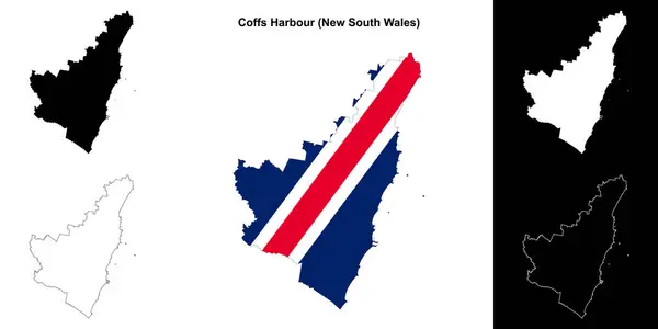 stock vector Coffs Harbour (New South Wales) outline map set