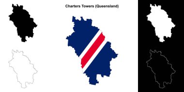 Charters Towers (Queensland) outline map set clipart