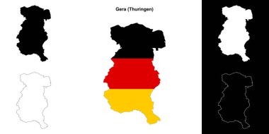 Gera (Thuringen) blank outline map set clipart