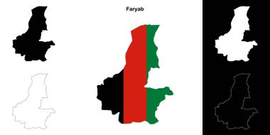 Faryab province outline map set clipart