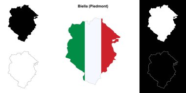 Biella province outline map set clipart