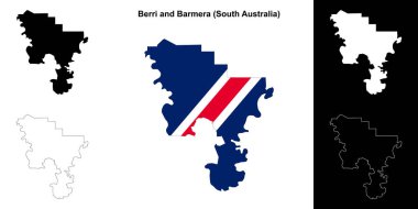 Berri and Barmera (South Australia) outline map set clipart
