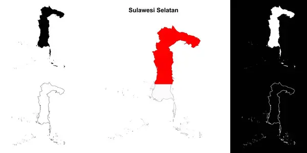 stock vector Sulawesi Selatan province outline map set