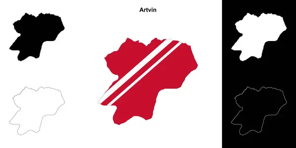 stock vector Artvin province outline map set