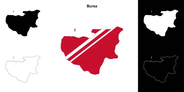 stock vector Bursa province outline map set