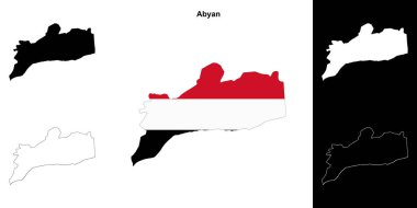 Abyan governorate outline map set clipart