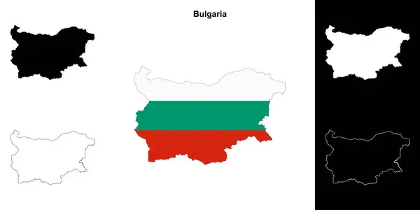 stock vector Bulgaria blank outline map set