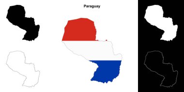 Paraguay boş çizgi haritası seti