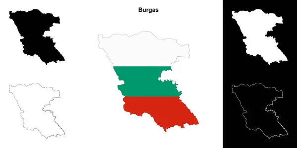 stock vector Burgas province outline map set