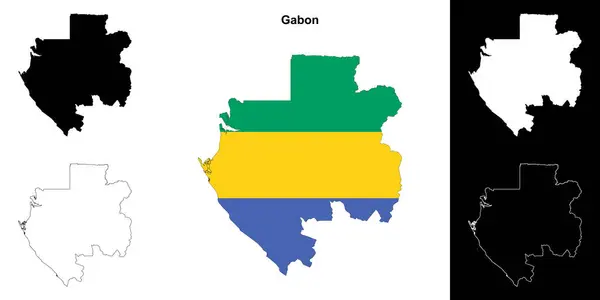stock vector Gabon blank outline map set