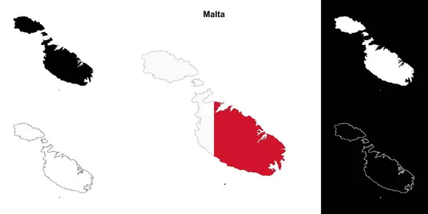 stock vector Malta blank outline map set