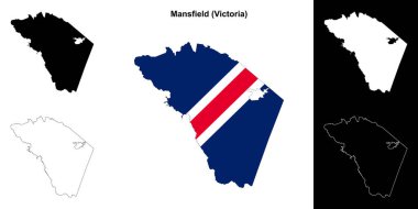 Mansfield (Victoria) outline map set clipart