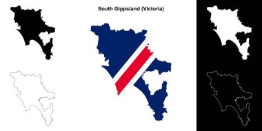 South Gippsland (Victoria) outline map set clipart