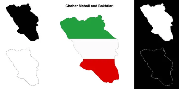 stock vector Chahar Mahall and Bakhtiari province outline map set