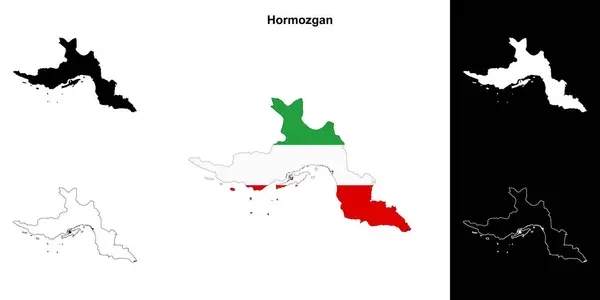 stock vector Hormozgan province outline map set