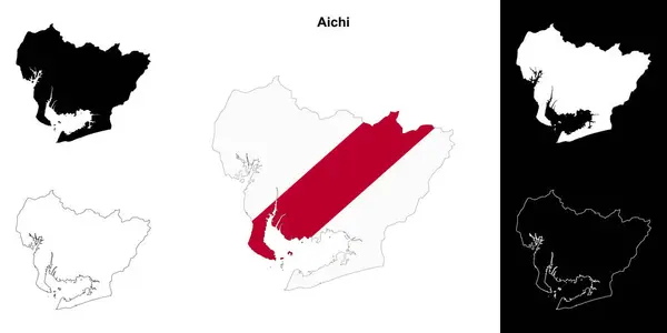 stock vector Aichi prefecture outline map set