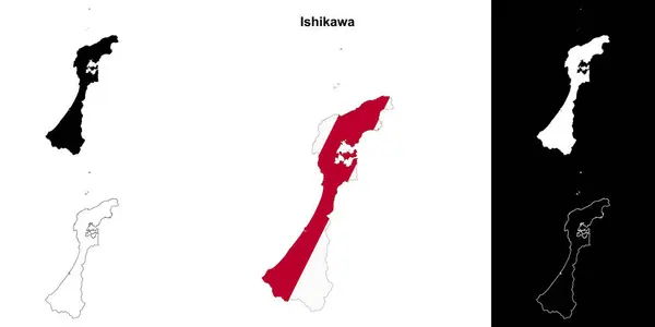 stock vector Ishikawa prefecture outline map set