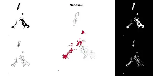 stock vector Naoasaki prefecture outline map set