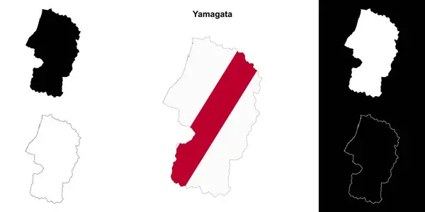 stock vector Yamagata prefecture outline map set