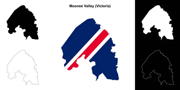 stock vector Moonee Valley (Victoria) outline map set