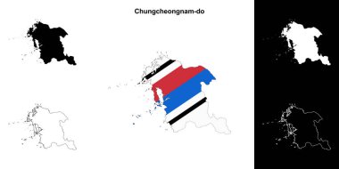 Chungcheongnam-do province outline map set clipart