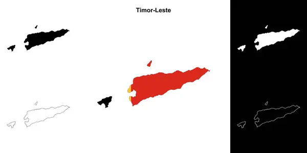 stock vector Timor-Leste blank outline map set