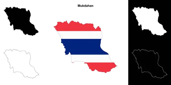 stock vector Mukdahan province outline map set