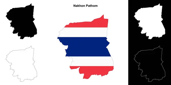 stock vector Nakhon Pathom province outline map set