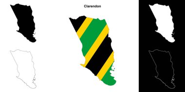 Clarendon parish outline map set clipart