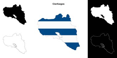 Cienfuegos province outline map set clipart