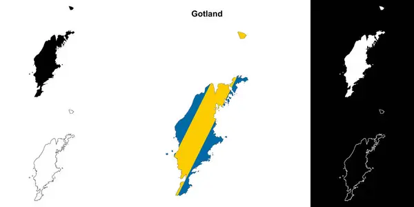 Stock vector Gotland county blank outline map set