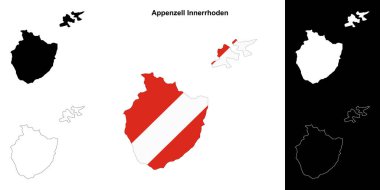 Appenzell Innerrhoden kanton ana hatları haritası ayarlandı