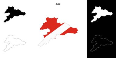 Jura canton outline map set clipart