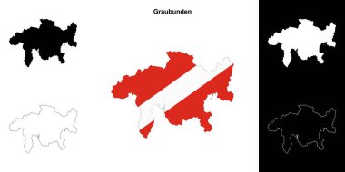 Graubunden kanton ana hatları haritası ayarlandı