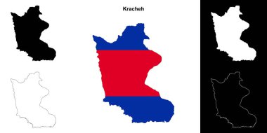 Kracheh province outline map set clipart