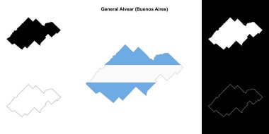 General Alvear department (Buenos Aires) outline map set clipart