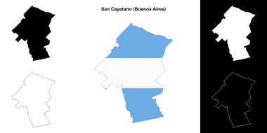 San Cayetano department (Buenos Aires) outline map set clipart