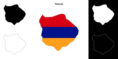 Yerevan province outline map set clipart