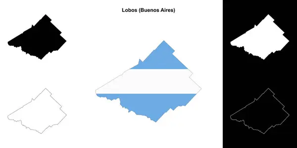 Stock vector Lobos department (Buenos Aires) outline map set