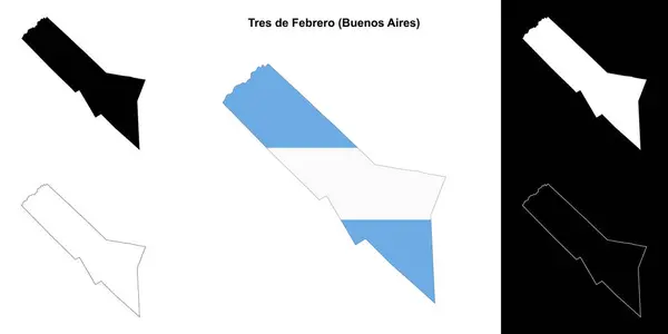 stock vector Tres de Febrero department (Buenos Aires) outline map set