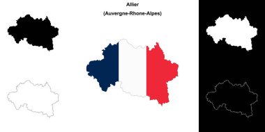 Allier department outline map set clipart