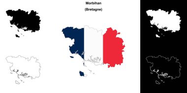 Morbihan department outline map set